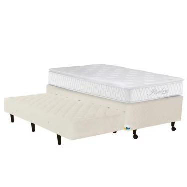 Imagem de Cama Box Solteiro Itaflex Lyon Com Auxiliar Bege E Branco