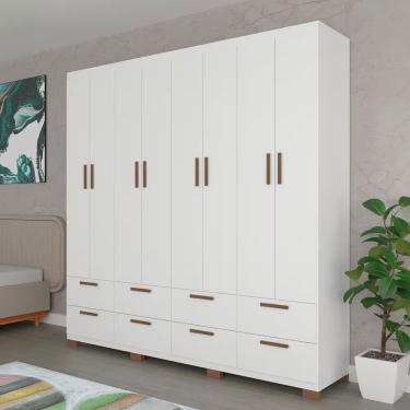 Imagem de Guarda-roupa Casal Coimbra 8 Portas 8 Gavetas Bartira Branco