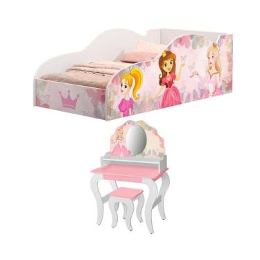 Imagem de Cama Infantil Meninas com Penteadeira Camarim e Banqueta