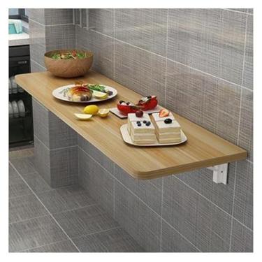 Imagem de Mesa dobrável montada na parede, mesa de jantar de cozinha, mesa de estudo simples, pequena bancada dobrável para parede (amarelo, 100 x 30 cm (39,4 x 11,8 pol))