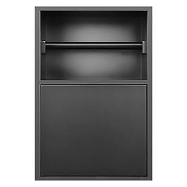 Imagem de Nicho de chuveiro de aço inoxidável - suporte de papel higiênico embutido, suporte de armazenamento de parede para banheiro, cozinha, hotel e casa - design cinza elegante, organizador que economiza