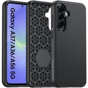 Imagem de BSNRM Capa para celular Galaxy A37+A36+A56 5G, textura antiderrapante triangular, proteção contra quedas de grau militar, capa para Samsung A37 5g, testada contra quedas de 4,3 m, TPU + PC capa à