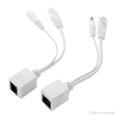 Imagem de Par De Cabo Adaptador Injetor Poe Rj45 Macho E Fêmea 20 Cm
