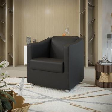 Imagem de Poltrona Decorativa Tilla Corino Preto Dal Poz Estofados