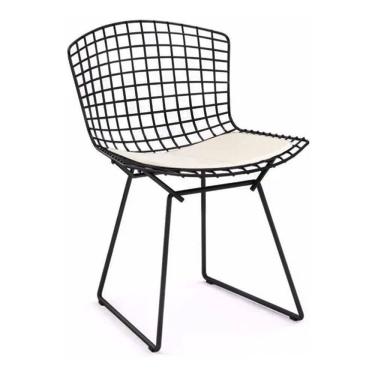 Imagem de Cadeira Bertoia Preta Com Assento Branco