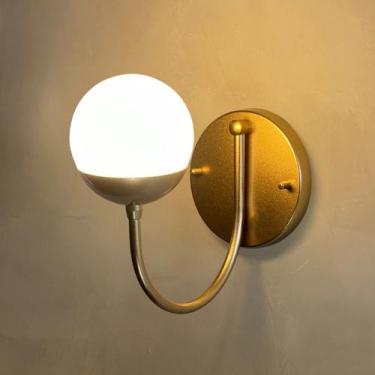 Imagem de Arandela de Parede Moderna luna aluminio bivolt Com Globo Vidro 12cm -