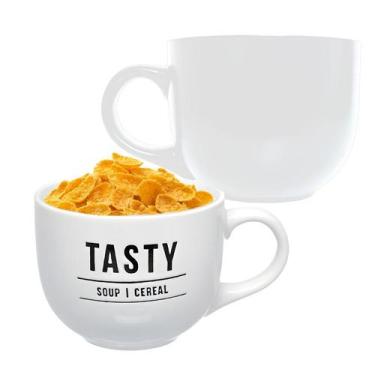 Imagem de Caneca Xícara Branca Cerâmica Jumbo Sopa Caldo Cereal 750ml - Haüskraf