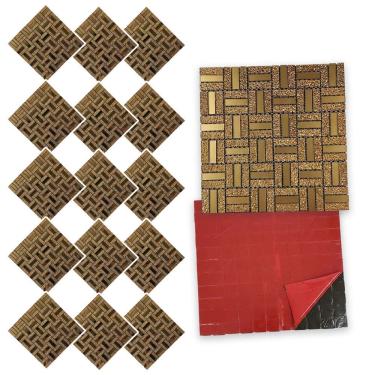 Imagem de Pastilha De Vidro Autocolante Kit 15 Parede Cozinha Banheiro Sala Decorativa Facil Aplicacao Moderna Reforma Requintado