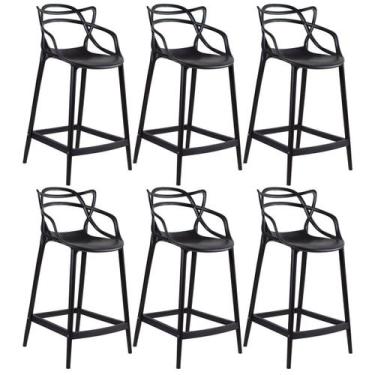 Imagem de Laraz Home Decor, Kit 6 Banquetas Allegra Média 66 cm - Preto