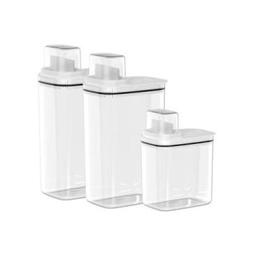 Imagem de Kit 2un 2,3L + 1un 1,5L Dispenser Organizador de Lavanderia Para Amaci