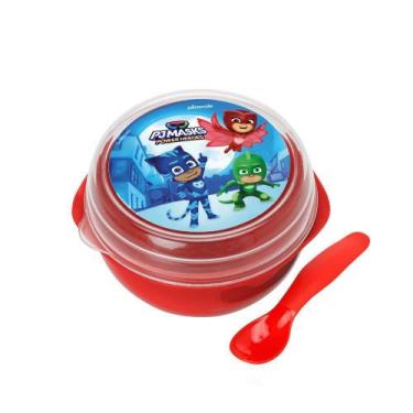 Imagem de Bowl Com Tampa E Colher Infantil Plasvale Decorado Pj Masks