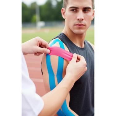 Imagem de Kinesio Tape Elástico Adesivo Rosa/Azul: Alívio Rápido - Congratulatio