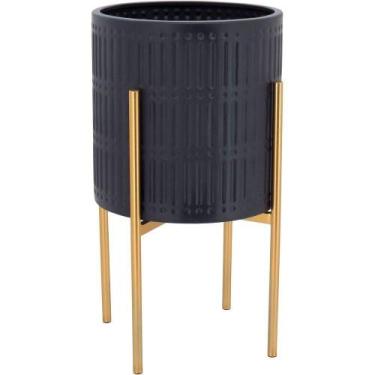 Imagem de Cachepô Vaso Decorativo Planta Metal 46x25x25cm Preto - HOME & CO