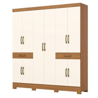 Imagem de Guarda Roupa Casal 10 Portas 02 Gavetas B384 Cinamomo Off White - Henn - Briz