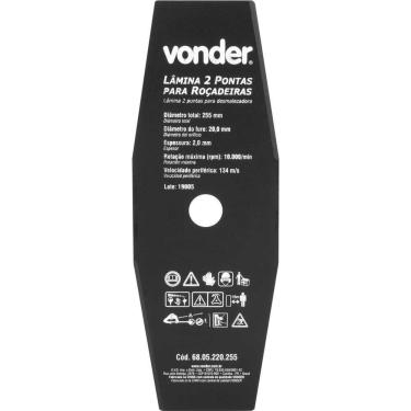 Imagem de Lâmina para Roçadeira a Gasolina 6805220255 2 Pontas 255mm Aço Especial Furo 20mm Vonder