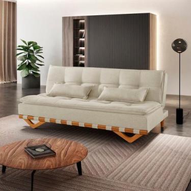 Imagem de Sofá Cama para Sala de Estar Ref 42 - 2504-b Capri Bege - Luxury Estof