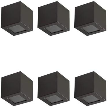 Imagem de Kit 6 Arandela Sobrepor Cubo 1w Solar 3000K Preto Ourolux