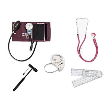 Imagem de Kit Fisioterapia Esteto Esfigmo Goniômetro Martelo Trena (Vinho)