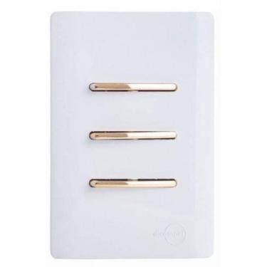 Imagem de Cj Interruptor Triplo Paralelo Com Suporte 4X2 - Dicompel Novara Branco Gold - Dnv1200/9Brgd
