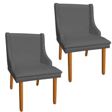 Imagem de Kit 2 Cadeiras de Jantar Liz Corino Grafite Pés Palito