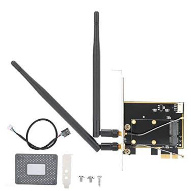 Imagem de ASHATA Mini adaptador PCI-E para desktop, adaptador de cartão de redes sem fio Mini PCI-E para desktop PCI-E com 2 suporte de antena Bluetooth, adaptador sem fio com 1 x conector de chave NGFF E