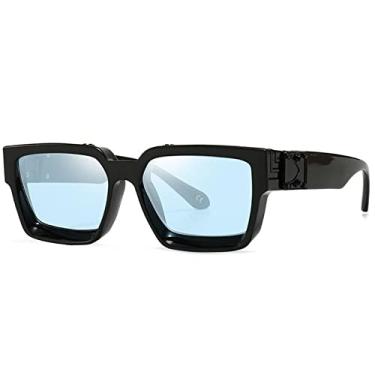 Imagem de Óculos de Sol Retangular Pequenos Mulheres de Luxo Masculino Máscaras Retro Quadrado Preto Óculos de Sol Tendência Punk Óculos Para Masculino, Preto Azul, China