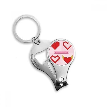 Imagem de Anel de alicate de unha com formato de coração de origami de Natal abstrato vermelho chaveiro abridor de garrafas cortador