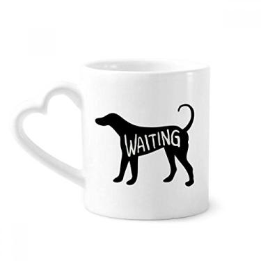 Imagem de Caneca natural com contorno de cachorro preto de cerâmica copo de coração de vidro