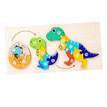 Imagem de harayaa -cabeças de Madeira, cabeças de Desenho Pré-escolar em Forma de Animal Montessori para, Dinossauro