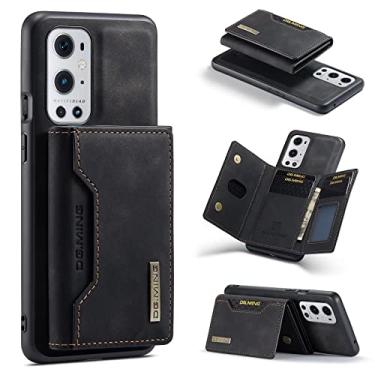 Imagem de Capa de telefone estilo carteira 2 em 1 estilo retrô com função de suporte magnético para OnePlus 9RT N200 N20 N2 9R Ace 10R 9 10 Pro 5G 4G Capa traseira protetora à prova de queda (preta, OnePlus 9)