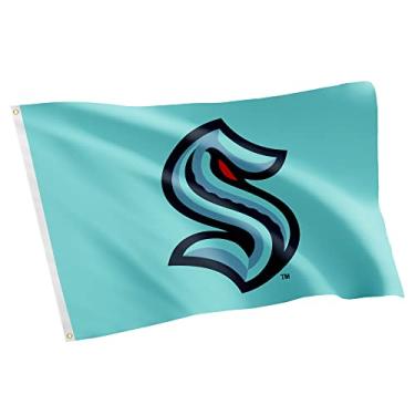 Imagem de Desert Cactus Bandeira do time Seattle Kraken NHL National Hockey League 100% poliéster para ambientes internos e externos 1,5 m x 1,5 m (Modelo nº 2)