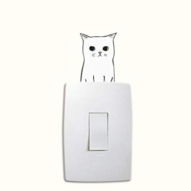 Imagem de Adesivo de Parede Animal Series Gatinho Branco Interruptor