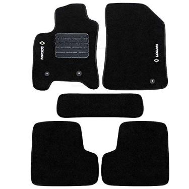 Imagem de Jogo de Tapete Carpete Tevic Pinado Compatível Com Renault Logan 2014 15 16 17 18 19 Impermeável Lavável Logo Bordado 5 Peças