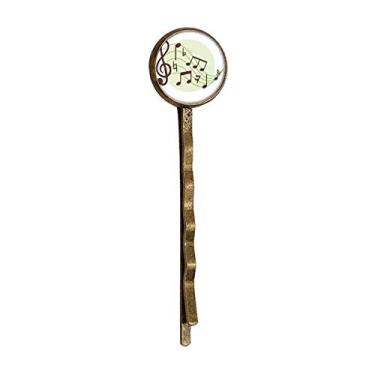 Imagem de Bandana redonda com notas musicais retrô de metal para cabelo Bobby Pin