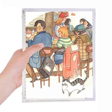 Imagem de Miaoji Pintura Gato Restaurante Gato Pegador Caderno Diário Folhas Soltas Recarregável Diário Papelaria