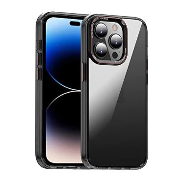 Imagem de capa à prova de choque para iPhone 13 14 Pro 14 Plus HD de proteção de lente de alumínio transparente para iPhone 13 14 Pro Max Case, preto transparente, para iphone 13