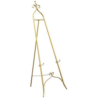 Imagem de Cavalete De Arte De Ferro, Cavalete De Chão 120 Cm/150 Cm De Altura Cavalete De Pôster De Metal Altura Ajustável Para Placa De Exibição, Pintura, Pôster,Ouro,150CM,Pleasant63