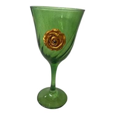 Imagem de Taça Cigana Esmeralda Lirio Rosa Super luxo 330ml -Vidro