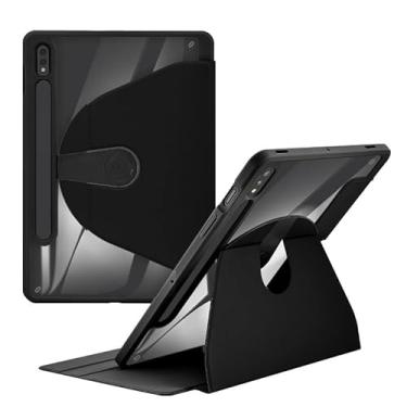 Imagem de Capa híbrida fina compatível com Samsung Galaxy Tab S8 Ultra 14,6 polegadas 2022 modelo SM-X900/X906, capa rígida à prova de choque, capa inteligente com aba hibernar automática para S8 Ultra (preta)