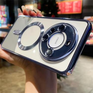 Imagem de Para huawei p60 p50 p40 pro mate 60 50 40 30 20 capa magnética galvanizada de carregamento sem fio lente transparente capa de filme, yfl, para huawei p30 pro