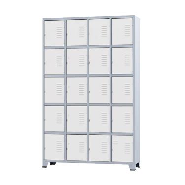 Imagem de Armário Roupeiro De Aço 24 Portas Para Vestiário Academia Locker Branco com Chave