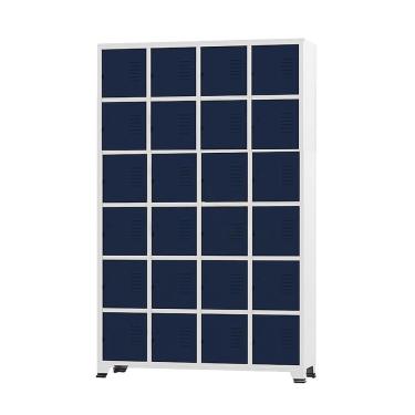 Imagem de Armário Roupeiro De Aço 24 Portas Para Vestiário Academia Locker Azul Marinho com Chave