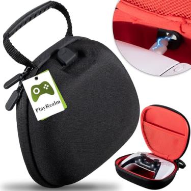Imagem de PlayRealm Travel Case Rechargeable by Cable Compatible with PS5,PS4,Xbox Series/One, Switch Pro Controller (Red)