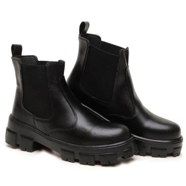 Imagem de Bota Coturno Feminino Elastico Tratorada Fashion Preta - L.B Atelie