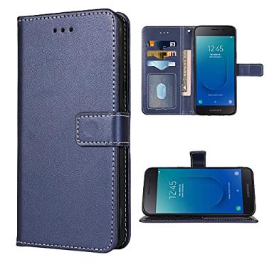 Imagem de FDCWTSH Compatível com Samsung Galaxy J2 Pure J2 Core J 2 Dash 2J Shine Capa carteira alça de pulso capa flip suporte de cartão capas de celular para J2Core J2Dash J2Pure J2Shine SM-J260A J260A azul