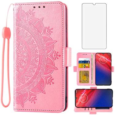 Imagem de Asuwish Compatível com Moto Z4/Moto Z 4 Play/MotoZ4 Force capa carteira de vidro temperado protetor de tela flip alça de pulso capa de celular para Motorola 4Z Motoz4Cases MotoZ4Play XT1980-4 2019