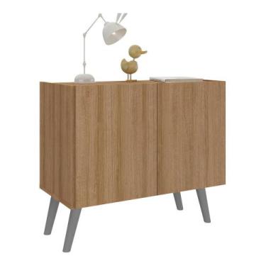 Imagem de Mesa de Cabeceira Retrô 2 Portas Multimóveis MP4133, Rustic/Cinza