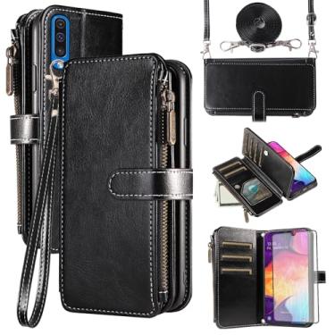 Imagem de Asuwish Capa de telefone para Samsung Galaxy A50 A50S A30S capa com protetor de tela e cordão com zíper carteira suporte para cartão suporte acessórios de celular A 50 50S 30S S50 50A SM A505G