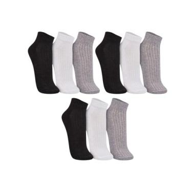 Imagem de Kit Com 9 Pares Meia Unissex Cano Curto Trifil Algodão, Multicor, P - 