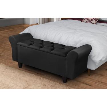 Imagem de Recamier Baú Lara 130 cm Sapateira Quarto Puff Closet Nicho Organizado